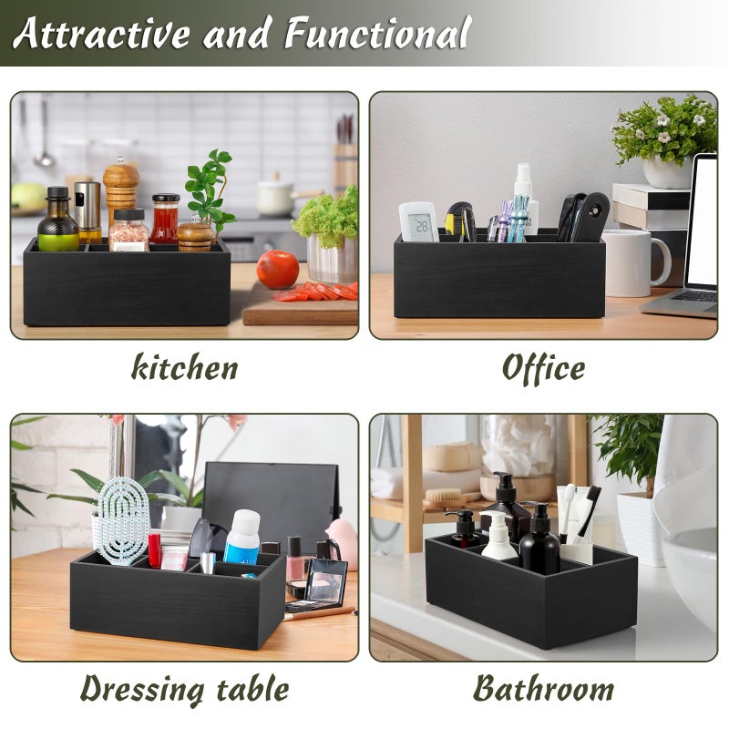 DRASTAR Paper Plate Dispenser  Wooden Utensil Caddy Organizer  Large Silverware Holder for Party  Black Paper Plate Organizer  Kitchen Utensil Caddy for Party Picnic Camping - Image 5